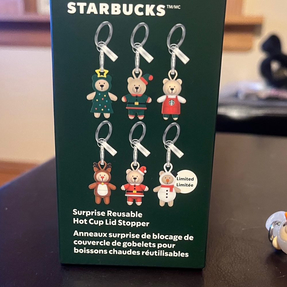 Starbucks Festive Bear Lid Stoppers Collection. Snowman